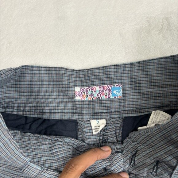 Y2K Roxy Plaid Chino Goth Skate Blue Shorts Capris Women's Size 5 - Picture 4 of 10